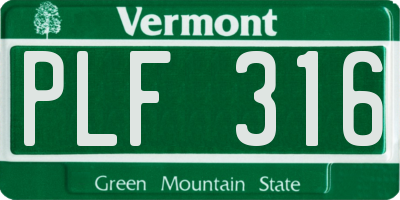 VT license plate PLF316