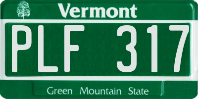 VT license plate PLF317