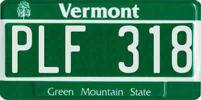 VT license plate PLF318