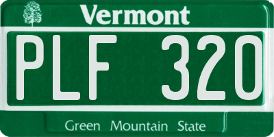 VT license plate PLF320