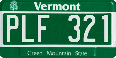 VT license plate PLF321