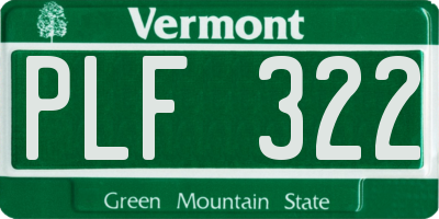 VT license plate PLF322