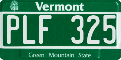VT license plate PLF325