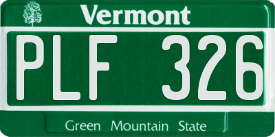 VT license plate PLF326
