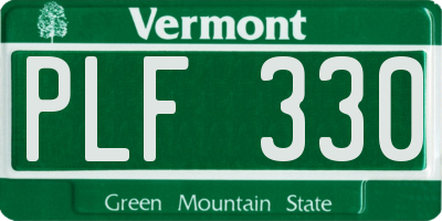 VT license plate PLF330