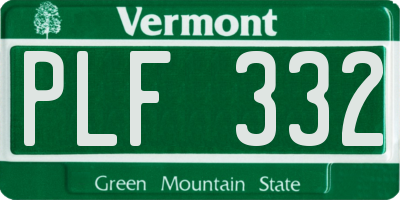 VT license plate PLF332