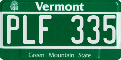 VT license plate PLF335