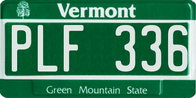 VT license plate PLF336
