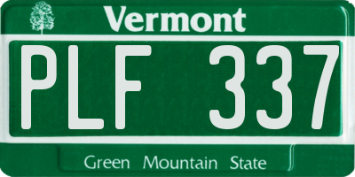 VT license plate PLF337
