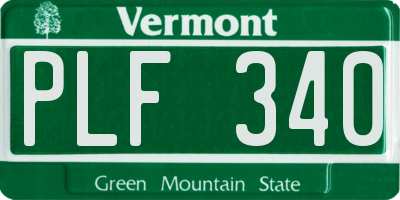 VT license plate PLF340