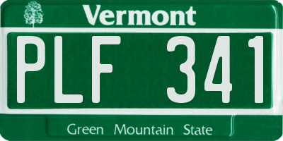 VT license plate PLF341