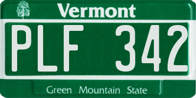 VT license plate PLF342