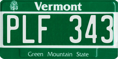VT license plate PLF343