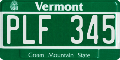 VT license plate PLF345