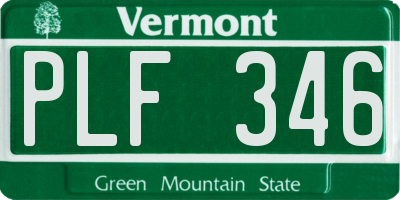 VT license plate PLF346