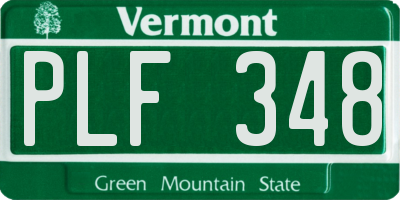 VT license plate PLF348