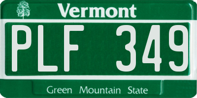 VT license plate PLF349