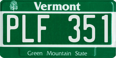 VT license plate PLF351
