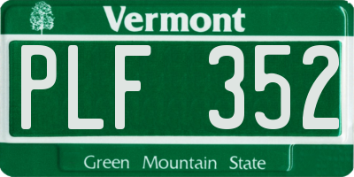 VT license plate PLF352