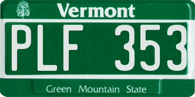 VT license plate PLF353