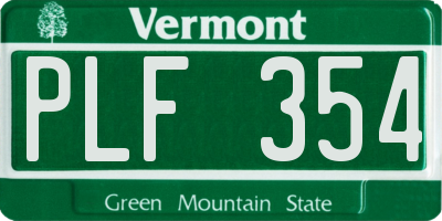 VT license plate PLF354