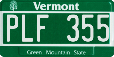 VT license plate PLF355