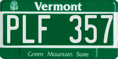 VT license plate PLF357