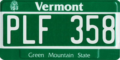 VT license plate PLF358