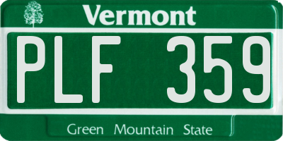 VT license plate PLF359
