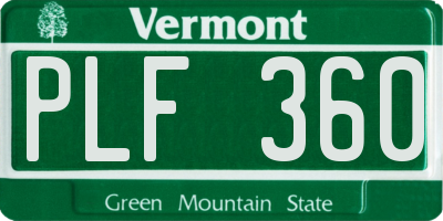 VT license plate PLF360