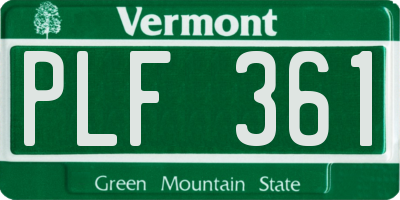 VT license plate PLF361