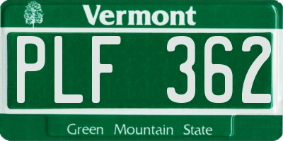 VT license plate PLF362