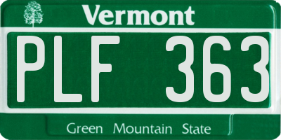 VT license plate PLF363