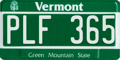 VT license plate PLF365