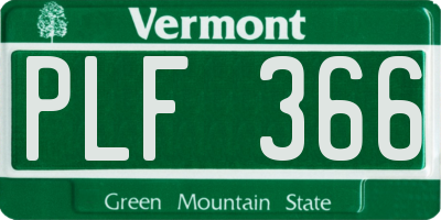 VT license plate PLF366