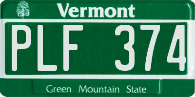VT license plate PLF374