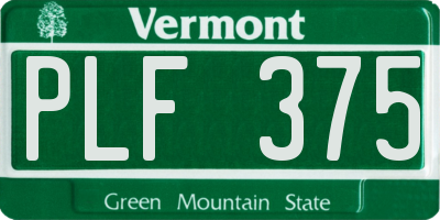 VT license plate PLF375