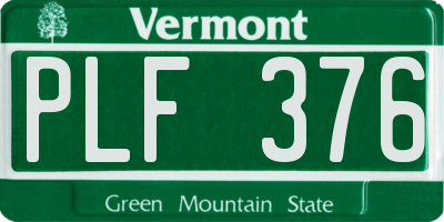 VT license plate PLF376