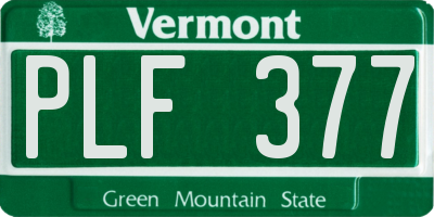 VT license plate PLF377