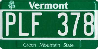 VT license plate PLF378