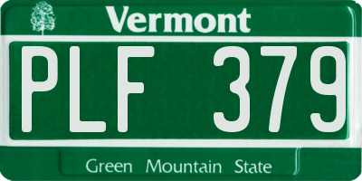VT license plate PLF379