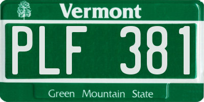 VT license plate PLF381