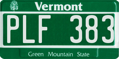 VT license plate PLF383