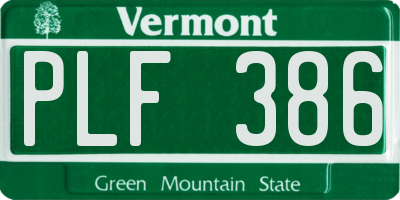 VT license plate PLF386