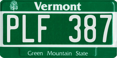 VT license plate PLF387