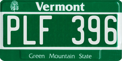 VT license plate PLF396