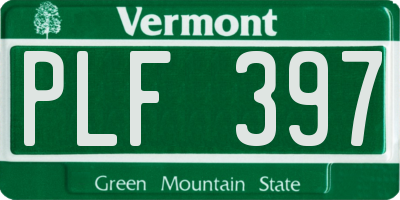 VT license plate PLF397