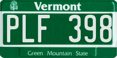 VT license plate PLF398