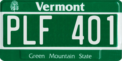 VT license plate PLF401