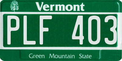 VT license plate PLF403